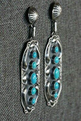Navajo Turquoise and Sterling Silver Earrings - Jeff James Jr - High Lonesome Trading