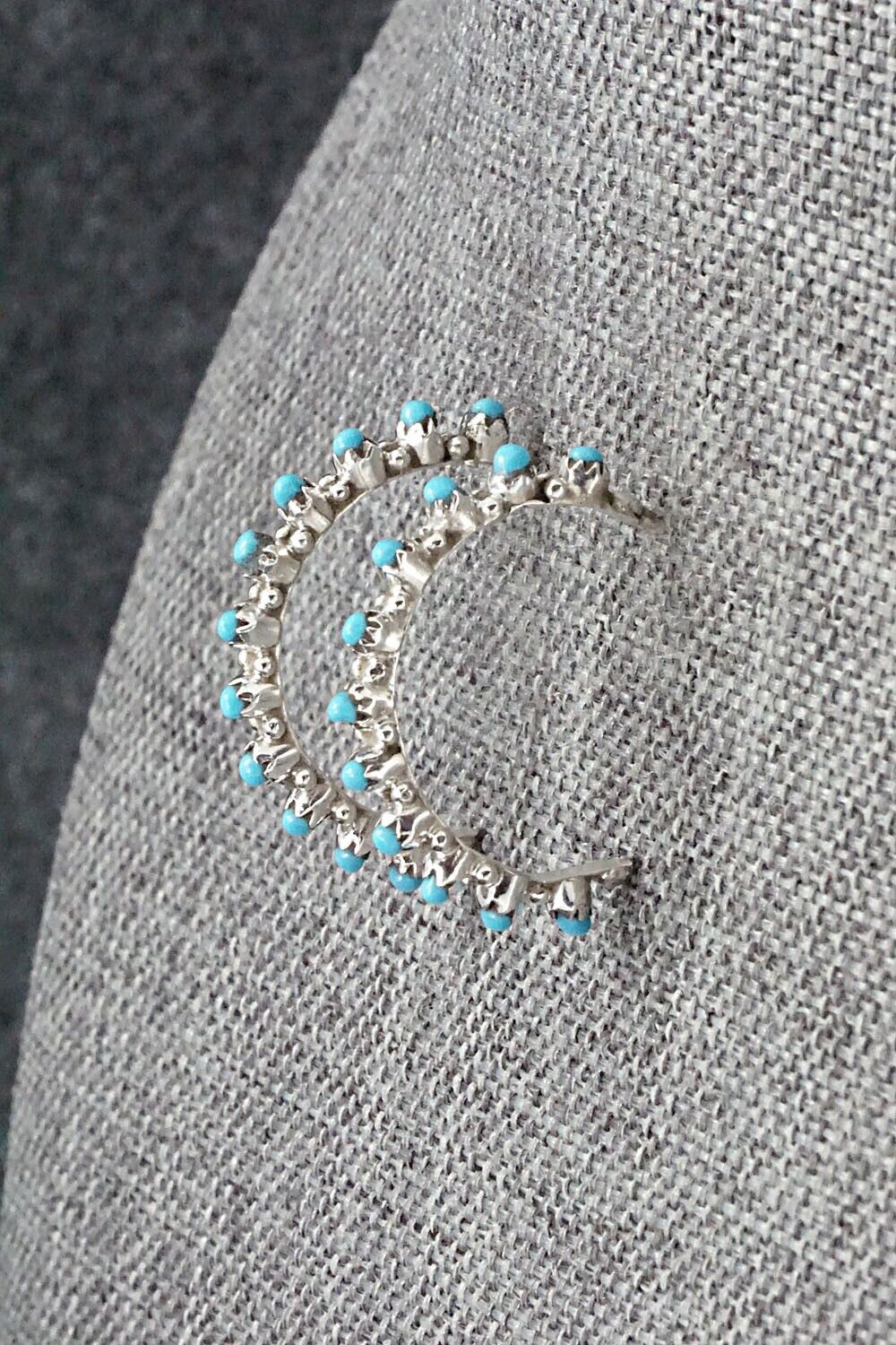 Turquoise & Sterling Silver Earrings - Sampson Tsipa