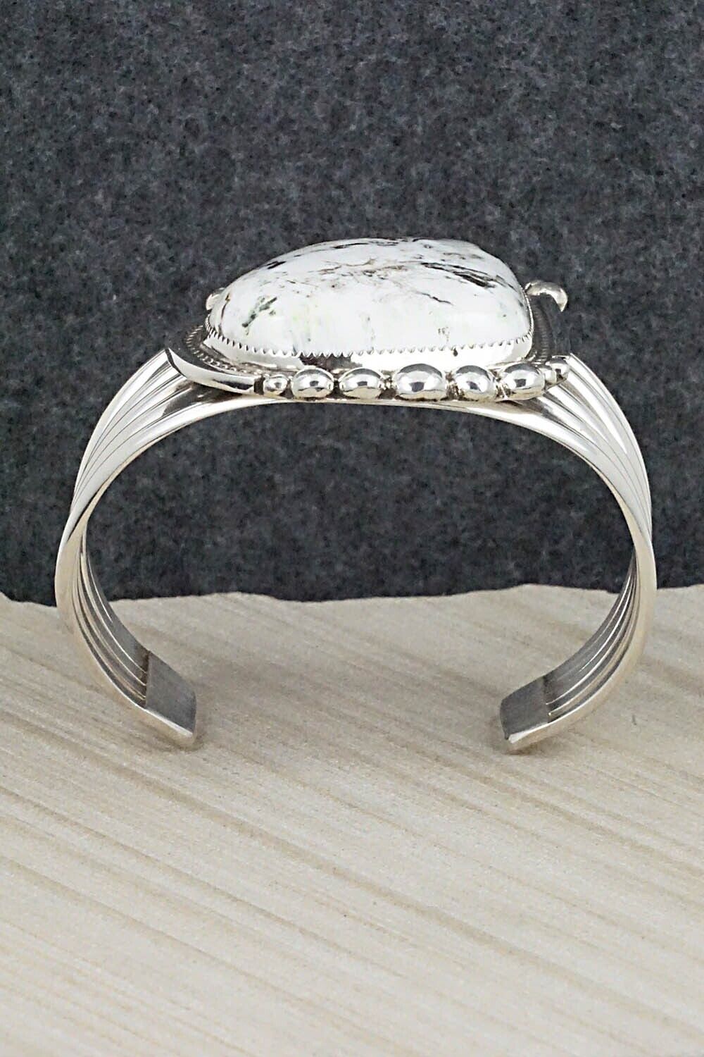 White Buffalo & Sterling Silver Bracelet - Ray Nez