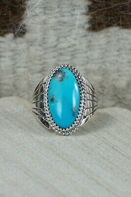 Navajo Turquoise & Sterling Silver Ring - Bobby Platero - Size 9.5