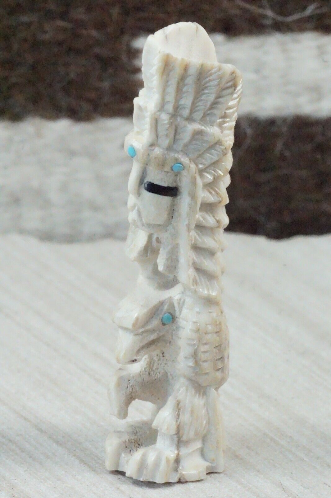 Chief & Eagle Zuni Fetish Carving - Jerrold Lahaleon
