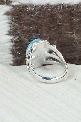 Turquoise & Sterling Silver Ring - Genevieve Frank - Size 7.5