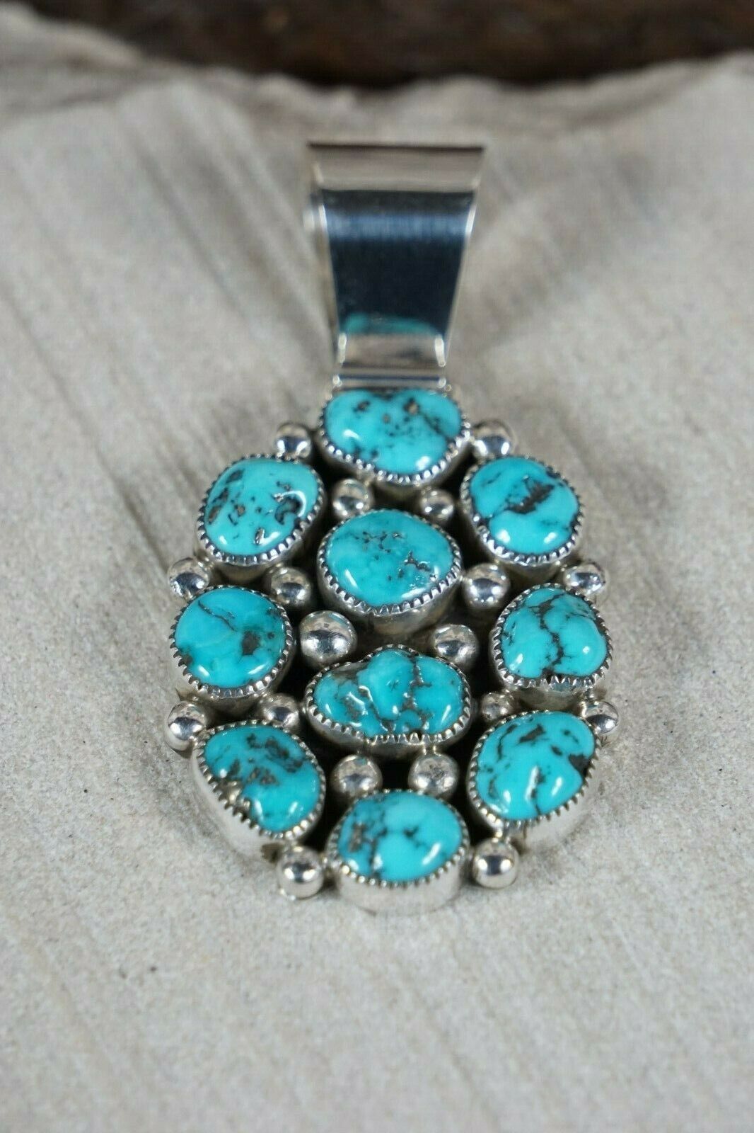 Navajo Turquoise and Sterling Silver Pendant - Kenneth Jone - High Lonesome Trading
