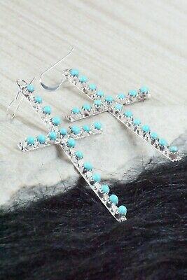 Turquoise & Sterling Silver Cross Earrings - Lorinda Edaakie - High Lonesome Trading