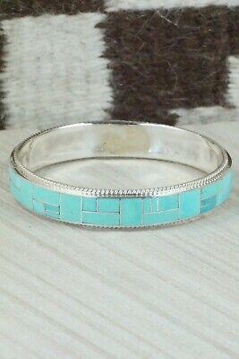 Turquoise & Sterling Silver Bangle Bracelet - Ricky Booqua - High Lonesome Trading