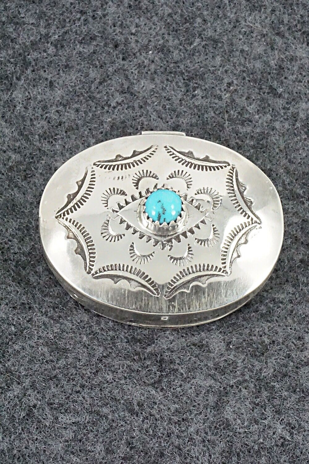 Turquoise & Sterling Silver Pill Box - Elouise Curtis