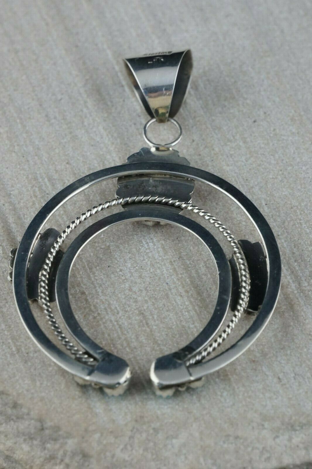 Turquoise, Coral and Sterling Silver Pendant - Leon Kirlie - Navajo - High Lonesome Trading