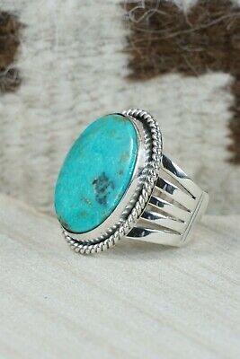 Navajo Turquoise & Sterling Silver Ring - Jeanette Saunders - Size 10.5