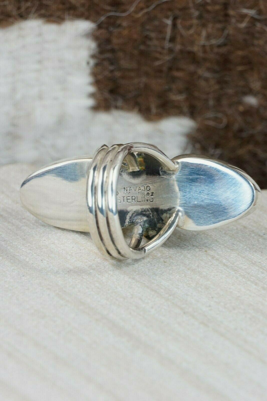 Navajo Turquoise and Sterling Silver Ring - Rick Martinez - Size 8