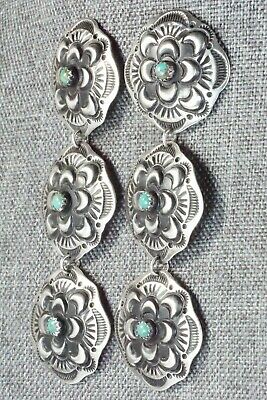 Turquoise & Sterling Silver Earrings - Leander Tahe