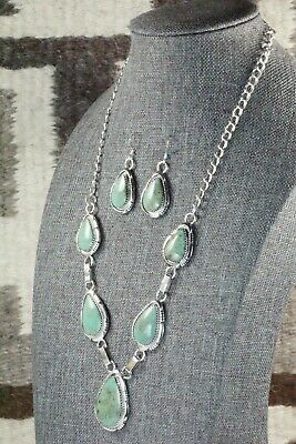 Turquoise & Sterling Silver Necklace and Earrings Set - Tom Lewis