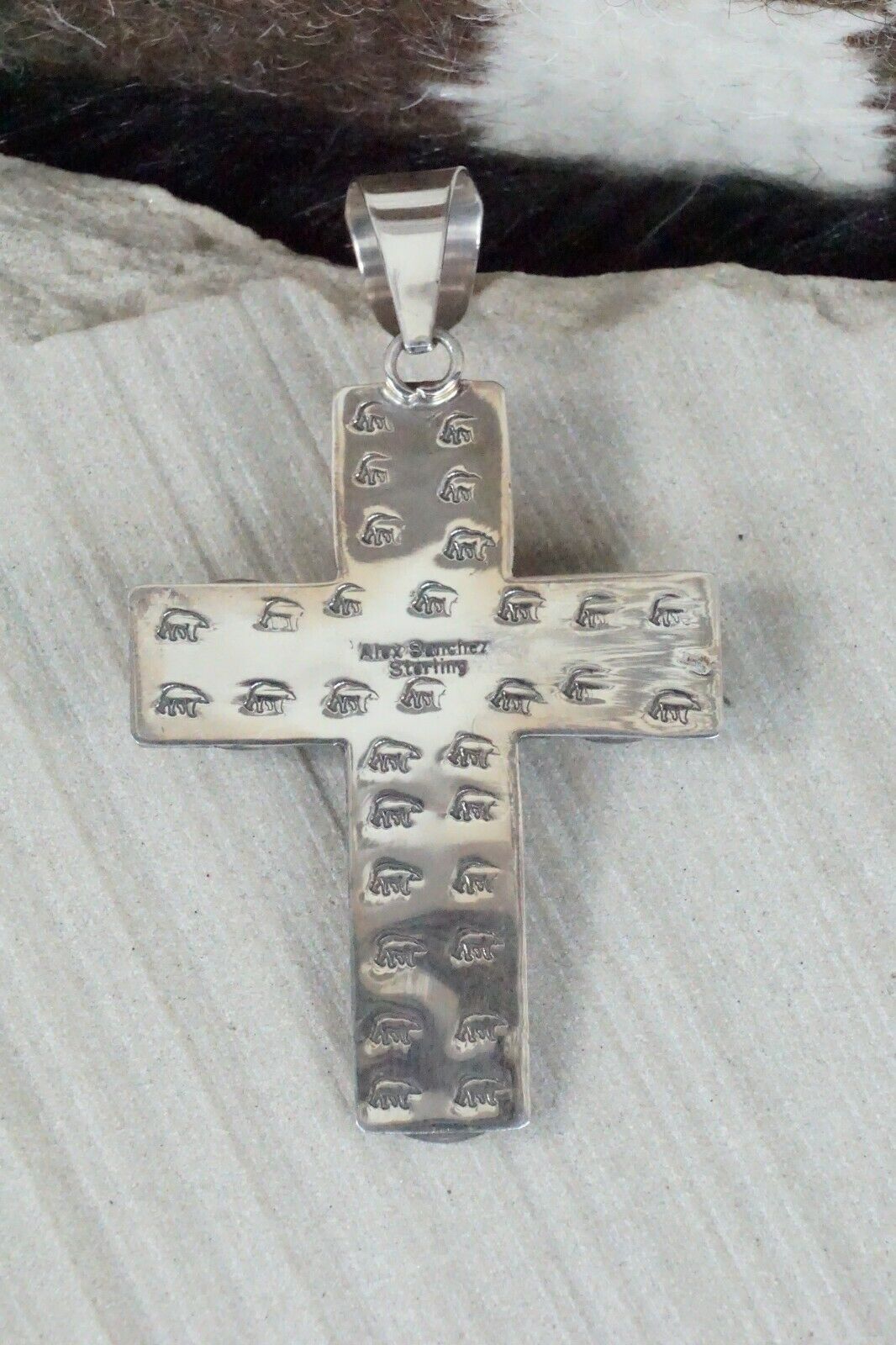 Turquoise & Sterling Silver Cross Pendant - Alex Sanchez - Navajo