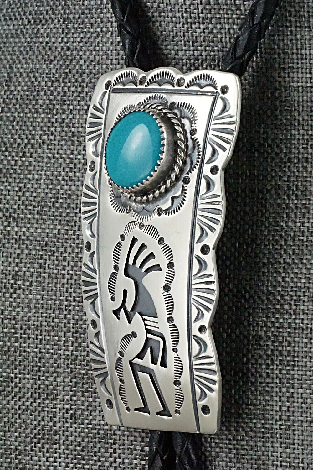 Turquoise & Sterling Silver Bolo Tie - Leonard Jim