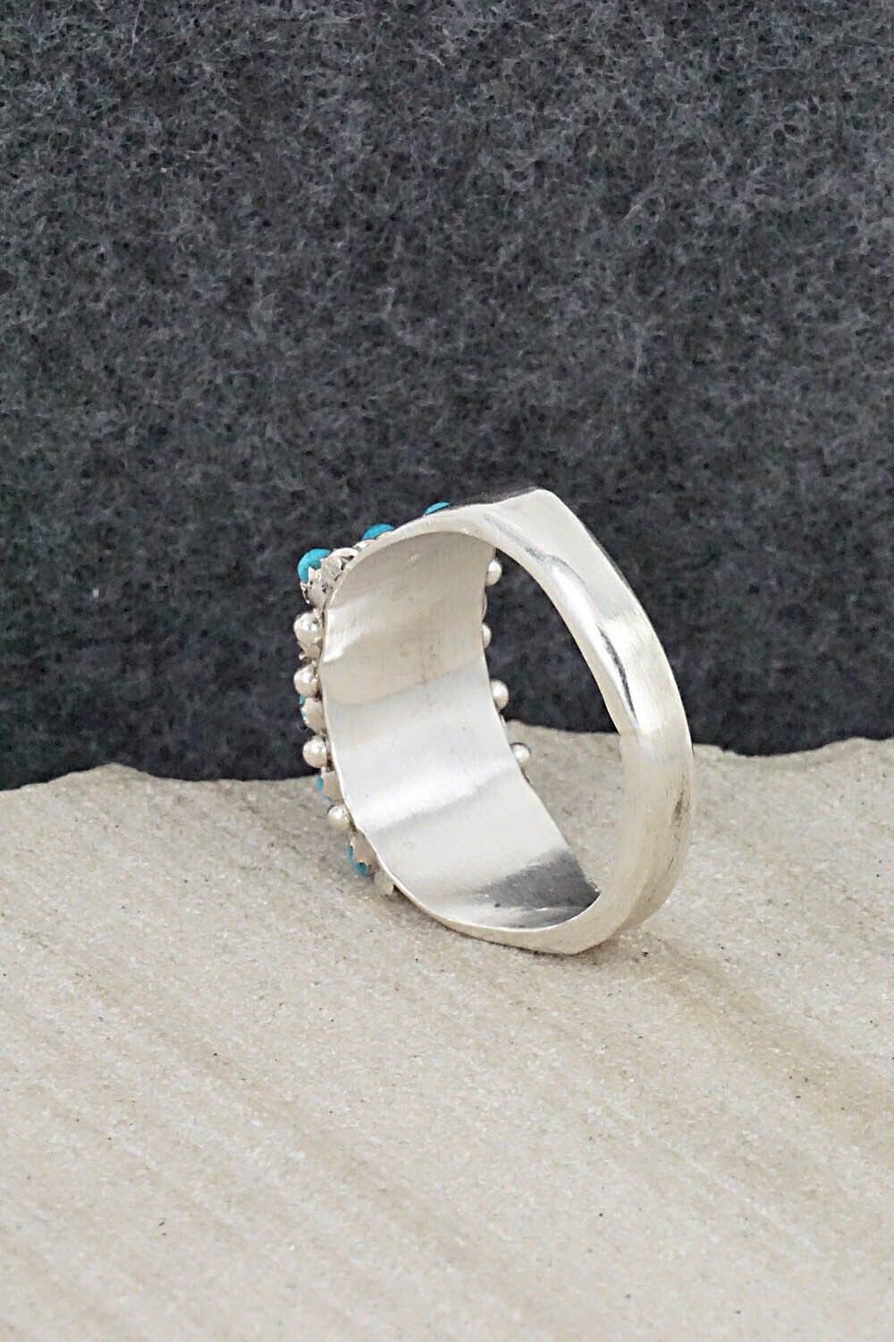 Turquoise & Sterling Silver Ring - April Haloo - Size 9