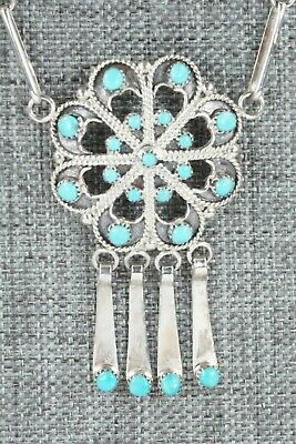 Turquoise & Sterling Silver Necklace and Earrings Set - Murray Tsatie