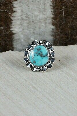 Navajo Turquoise and Sterling Silver Ring - Samuel Yellowhair - Size 6.5