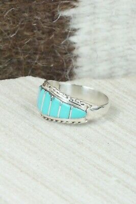Turquoise & Sterling Silver Ring - Millie Peynetsa - Size 9