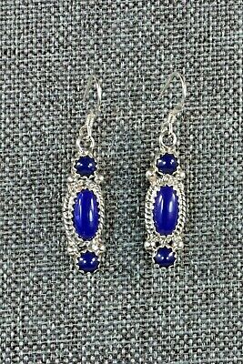 Navajo Lapis and Sterling Silver Earrings - Harris Largo - High Lonesome Trading