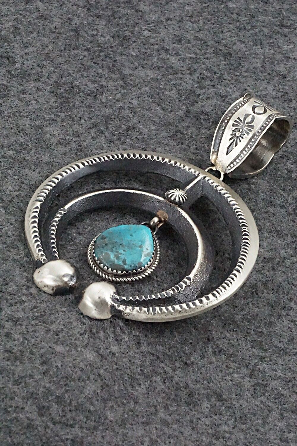 Turquoise and Sterling Silver Pendant - Martha Cayatineto