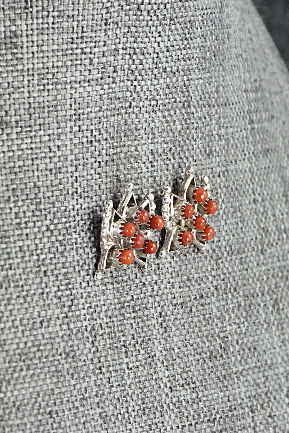 Coral & Sterling Silver Earrings - Wayne Johnson