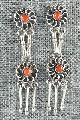 Coral & Sterling Silver Earrings - D Bellison