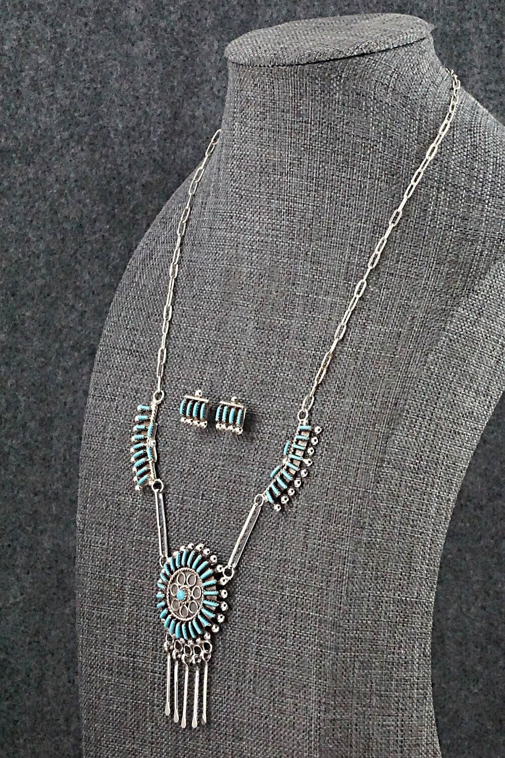 Turquoise & Sterling Silver Necklace and Earrings Set - Philander Gia