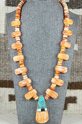 Santo Domingo Spiny Oyster & Turquoise Necklace - Lupe Lovato