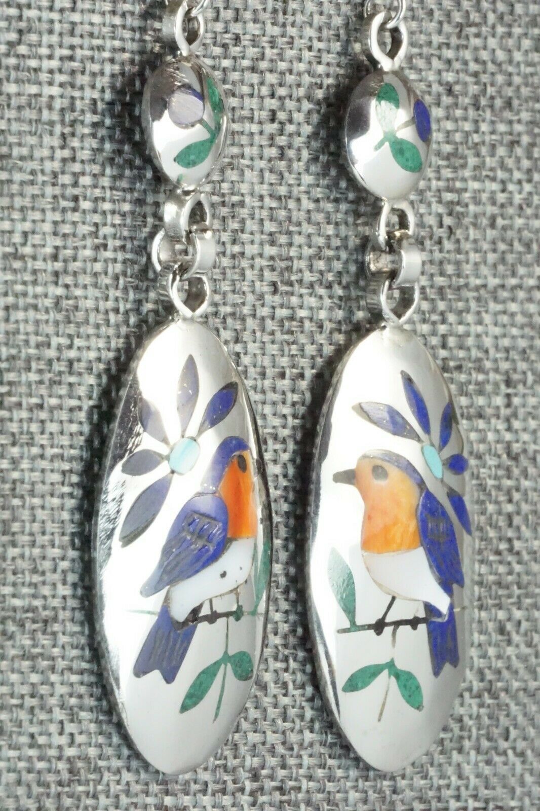 Multi Stone & Sterling Silver Earrings - Quintin Quam Sr.