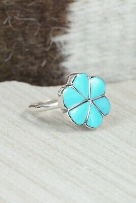 Turquoise & Sterling Silver Ring - Floria Shetima - Size 8