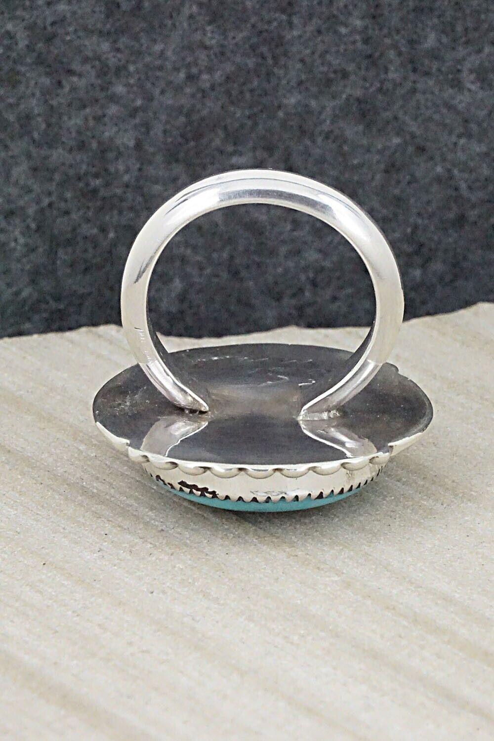 Turquoise & Sterling Silver Ring - Kenny Calavaza - Size 10