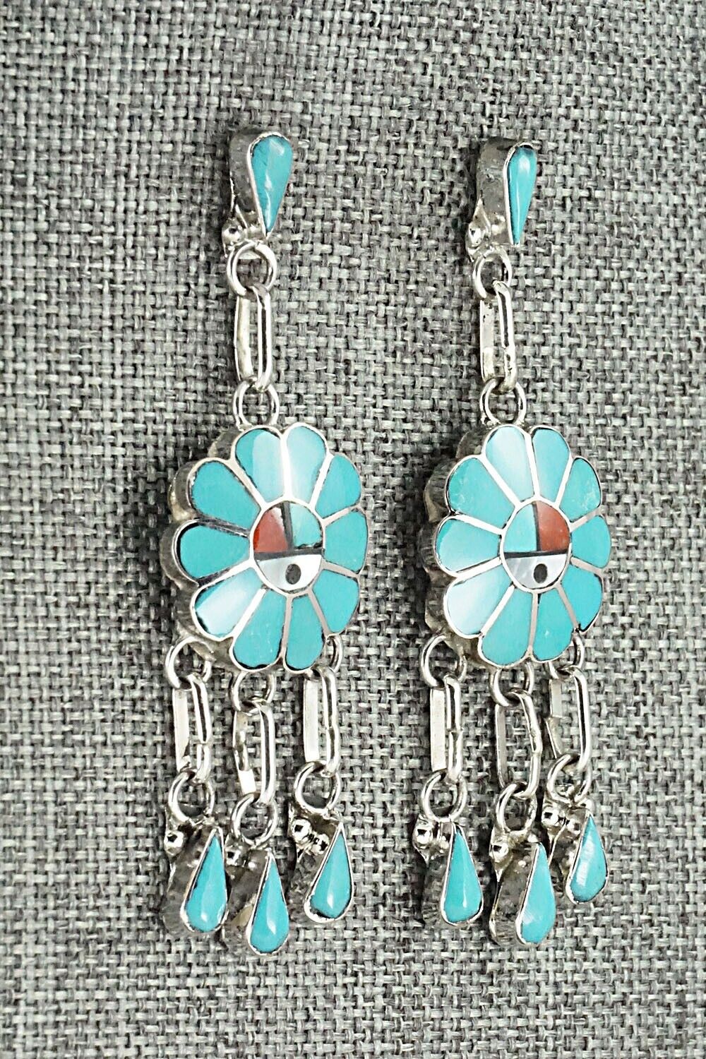 Multi Stone & Sterling Silver Inlay Earrings - Burdian Soseeah