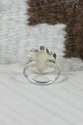 Zuni Turquoise and Sterling Silver Flower Ring - Jonathan Besselente - Size 5.5