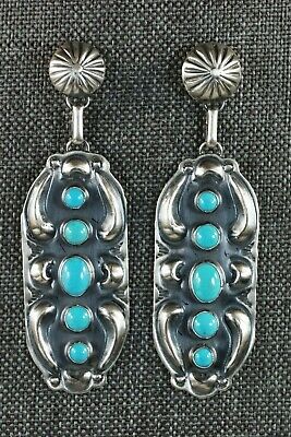 Navajo Turquoise and Sterling Silver Earrings - Jeff James Jr - High Lonesome Trading