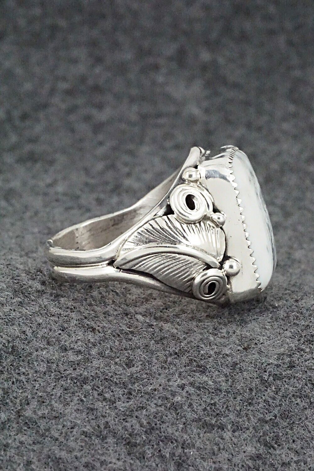 White Buffalo & Sterling Silver Ring - Darrell Morgan - Size 13
