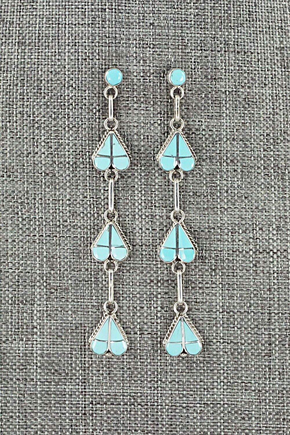 Turquoise & Sterling Silver Inlay Earrings - Velda Nastacio