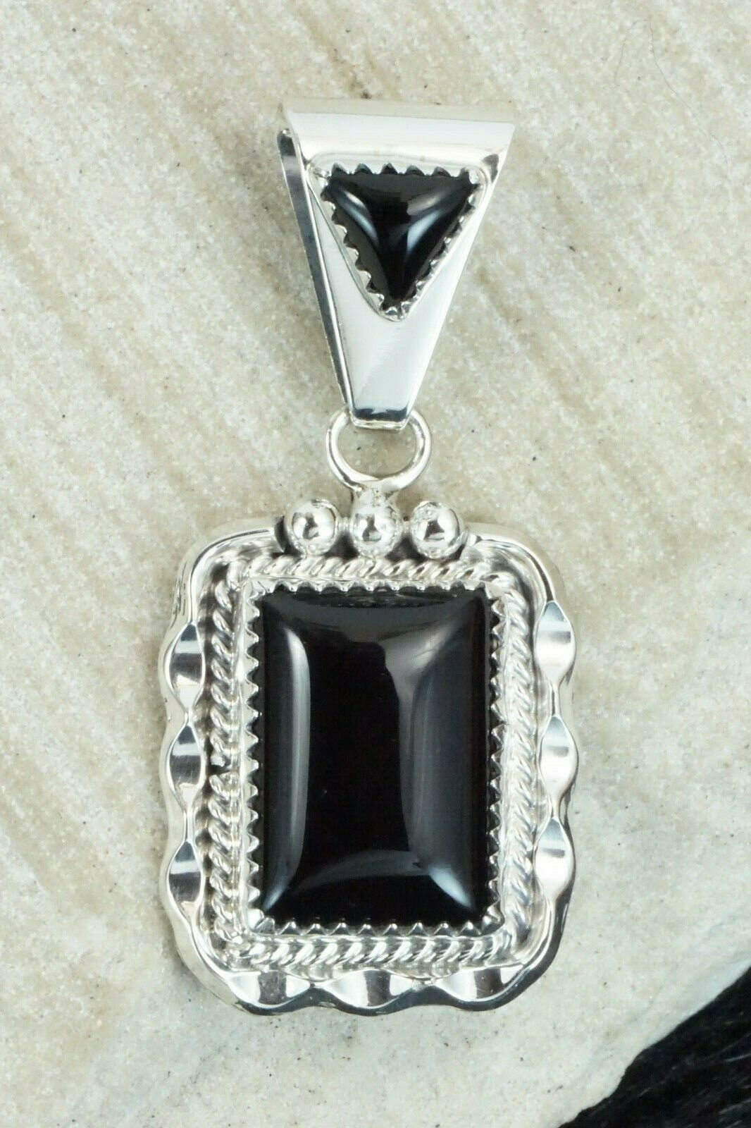 Onyx & Sterling Silver Pendant - Samuel Yellowhair