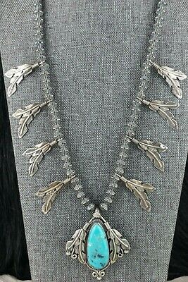 Navajo Turquoise & Sterling Silver Necklace - Tom Lewis - High Lonesome Trading