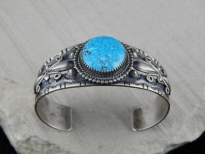 Navajo Turquoise & Sterling Silver Bracelet - Derrick Gordon - High Lonesome Trading