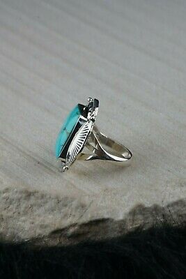 Navajo Turquoise and Sterling Silver Ring - Sadie Jim - Size 9.5 - High Lonesome Trading