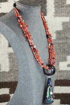 Coral, Turquoise & Sterling Silver Necklace - Chris Nieto