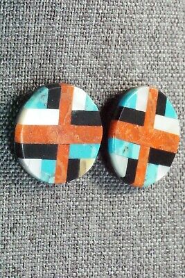 Multi Stone Inlay & Sterling Silver Earrings - Chaslyn Crespin