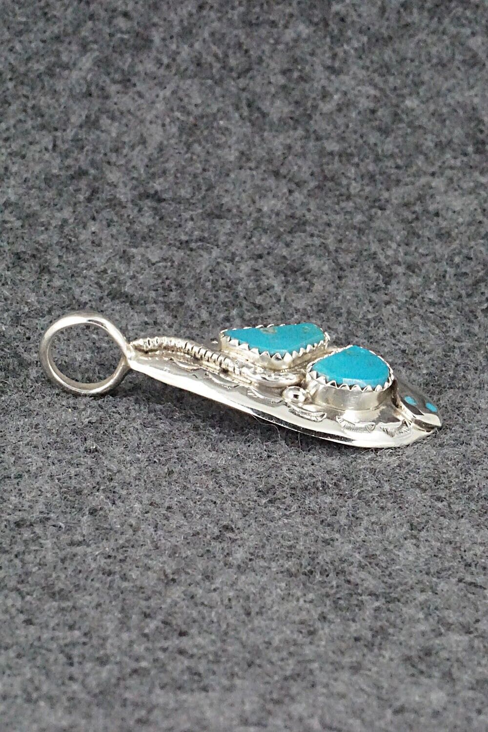 Turquoise and Sterling Silver Pendant - Joy Calavaza