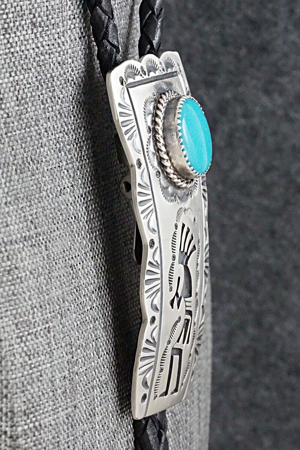 Turquoise & Sterling Silver Bolo Tie - Leonard Jim