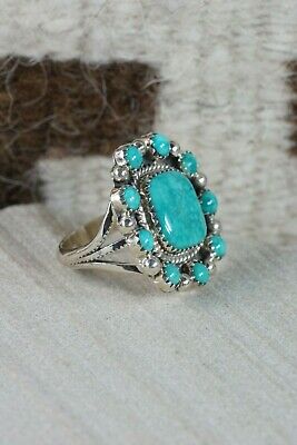 Navajo Turquoise and Sterling Silver Ring - Native American Size - 7.75 - High Lonesome Trading