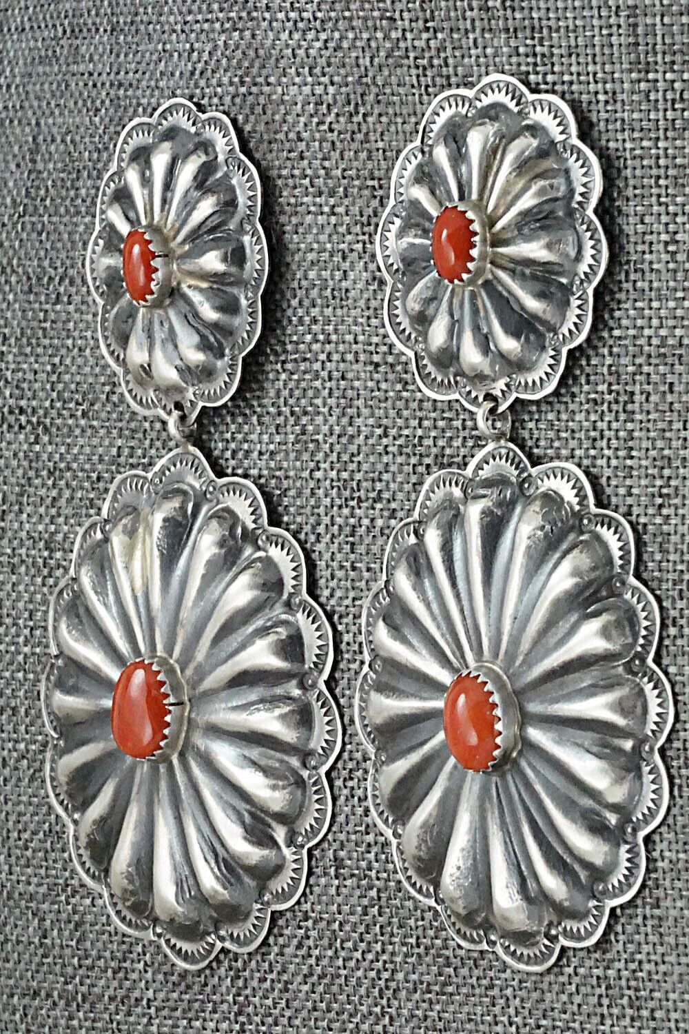 Coral & Sterling Silver Earrings - Rita Lee