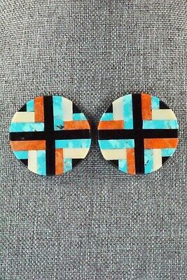 Multi Stone Inlay & Sterling Silver Earrings - Chaslyn Crespin