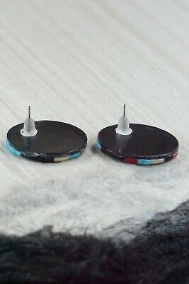 Multi Stone Inlay & Sterling Silver Earrings - Chaslyn Crespin