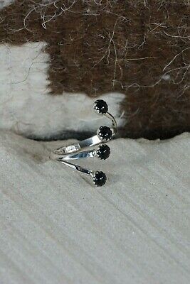 Navajo Onyx and Sterling Silver Ring - Harris Largo - Size 7.5 - High Lonesome Trading