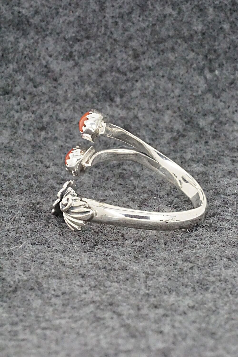 Coral & Sterling Silver Ring - Harris Largo - Size 10