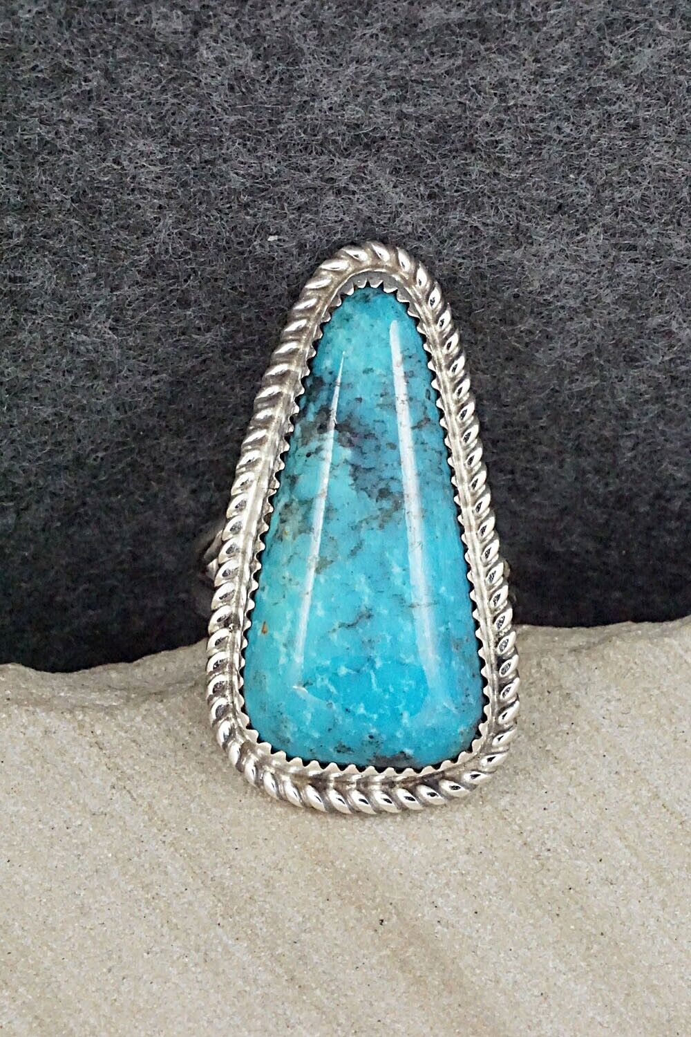 Turquoise & Sterling Silver Ring - Leslie Nez - Size 9